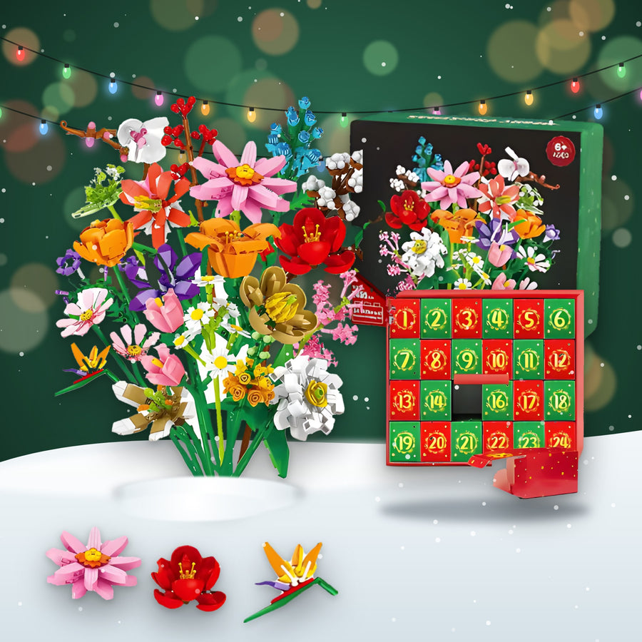 Blumen Adventskalender aus Bausteinen